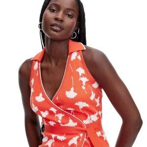 Diane Von Furstenberg DVF x Target red ginkgo sweater knit wrap midi dress